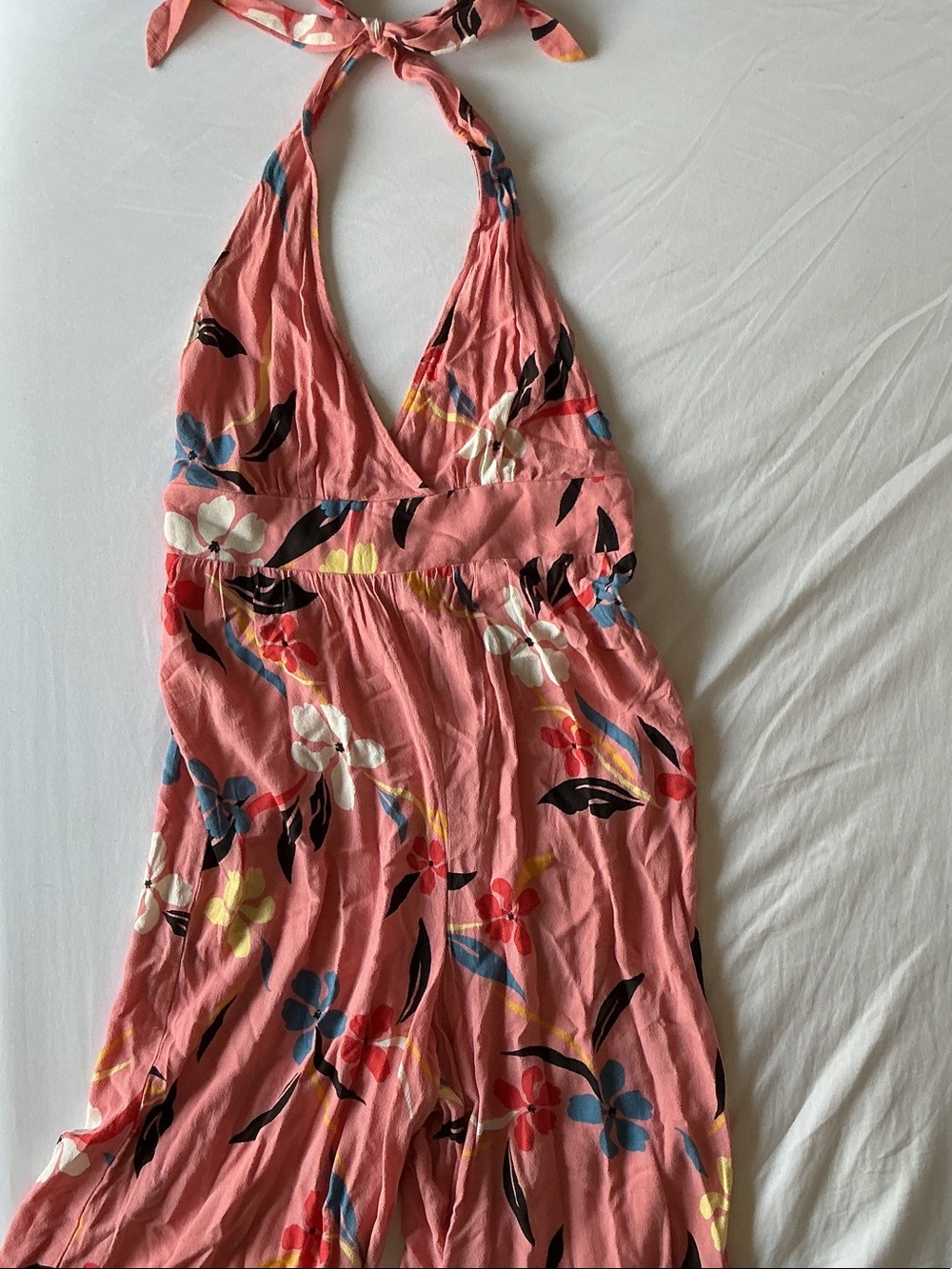 Women’s Pink Floral Halter Jumpsuit/Romper